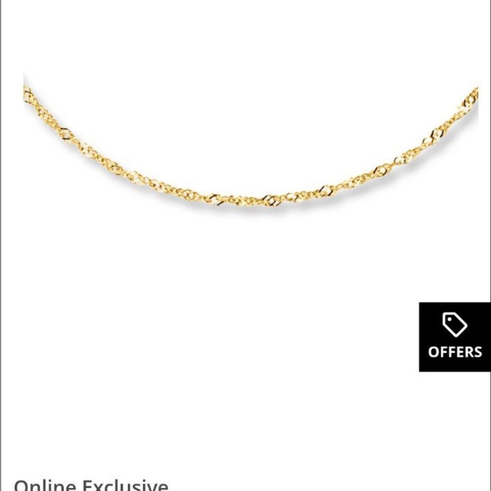 NWT 20 inch 10k yellow gold Singapore 0.2 necklace chain from Kay Jewelers
